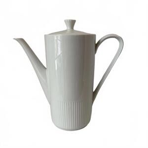 White Eschenbach ceramic coffee pot with ribbed base.